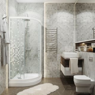 Душевая кабина Triton Стандарт-Мозаика Щ0000061803 90x90 см профиль белый стекло мозаика